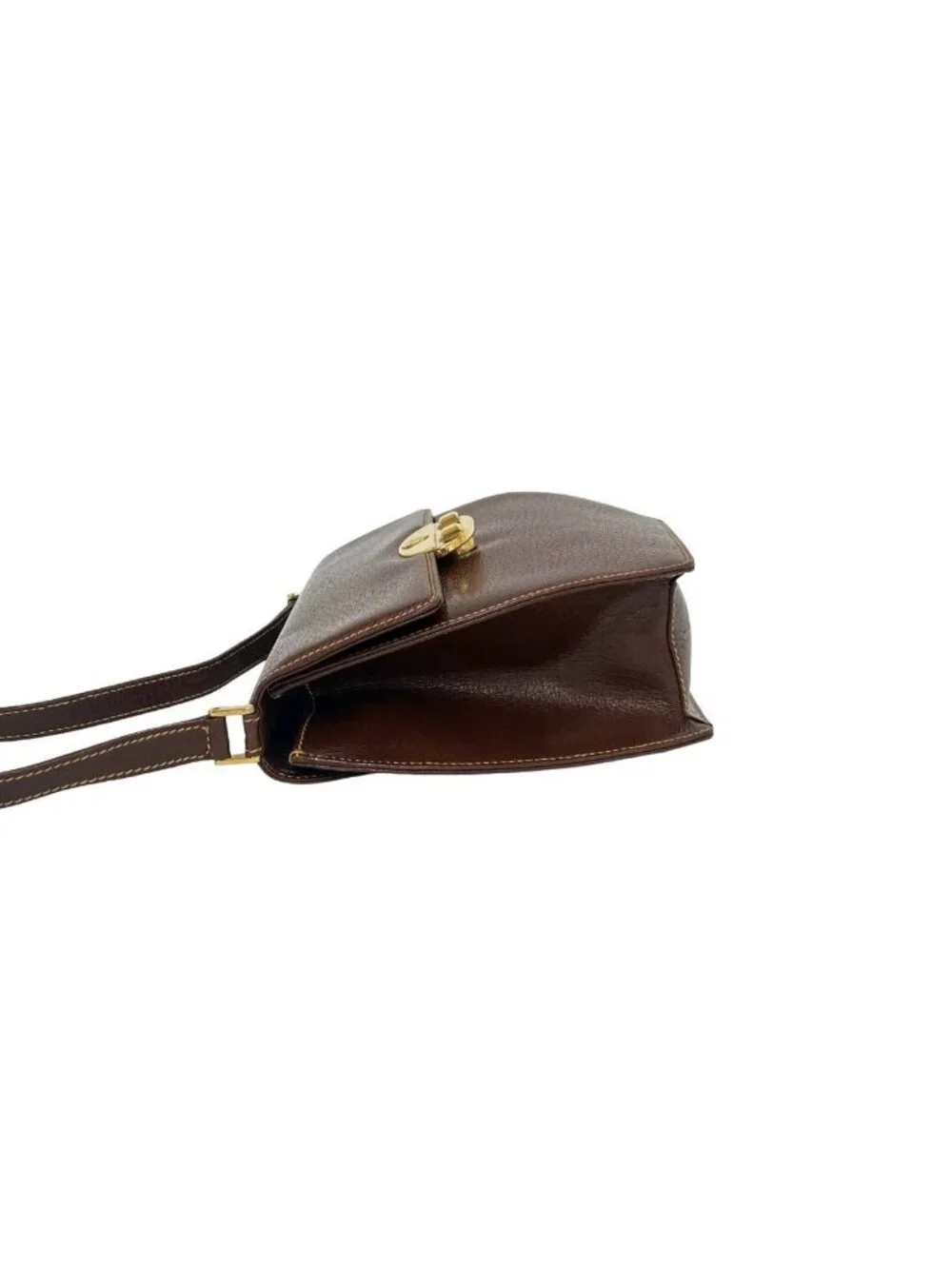 Gucci Vintage Logo Leather Shoulder Bag Pochette Brown